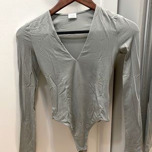 Wilfred v neck bodysuit in dusky green